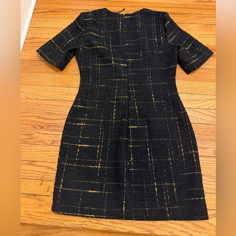 Zara Black Boucle Tweed Mini Shift Dress Size S - Picture 3 of 15